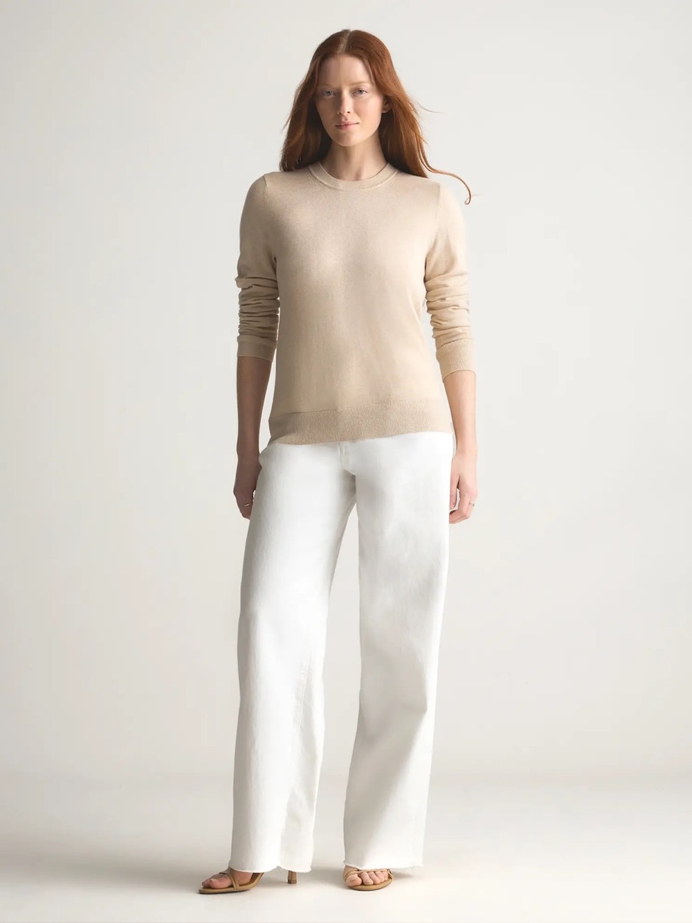 Quince Lightweight Cotton Cashmere Crew Sweater size L